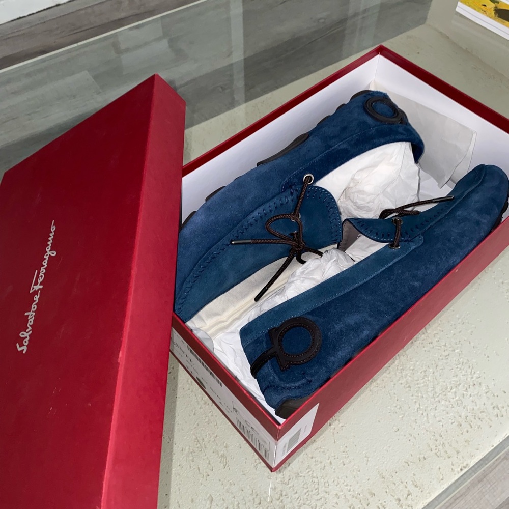 Salvatore Ferragamo Teal Driving Loafers size 11